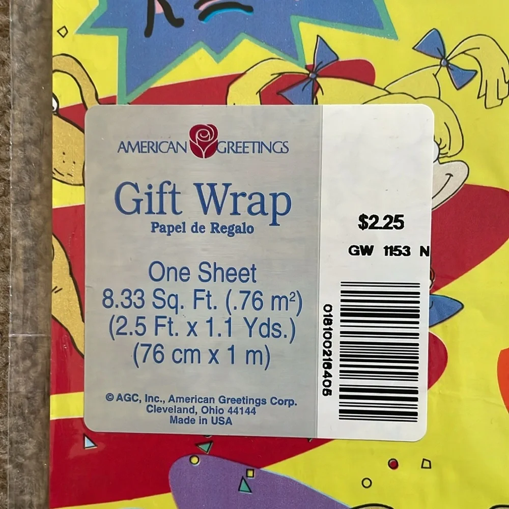 Vintage Early 90s American Greetings Nickelodeon Rugrats Gift Wrap - 2 Packages